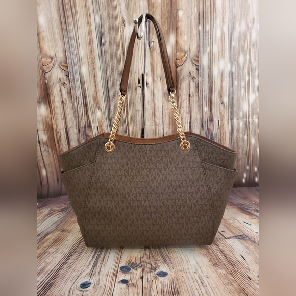 Michael Kors | Brown Jet Set Travel Large Chain-Strap Tote - Picture 2 of 10